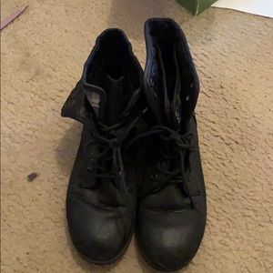 Black combat boots